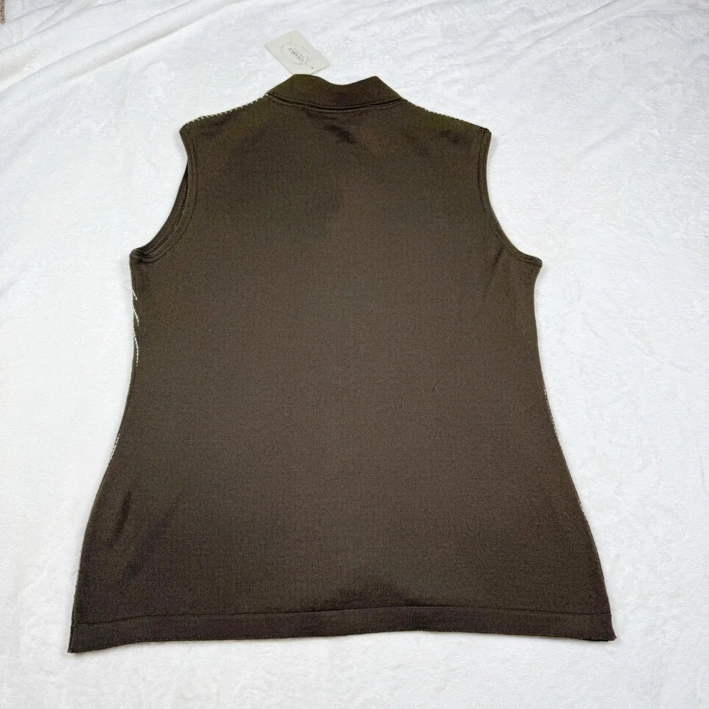 VTG deadstock Charly Studio Donna Knit Vest Brown Pinstripe Italy *Flaw‎